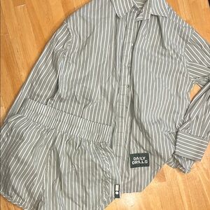 Daily Drills Green Striped PJ Set